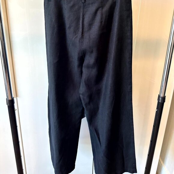 Reformation Black Linen Wide Leg Pants with Tie Waist - Size 6 - Picture 4 of 8